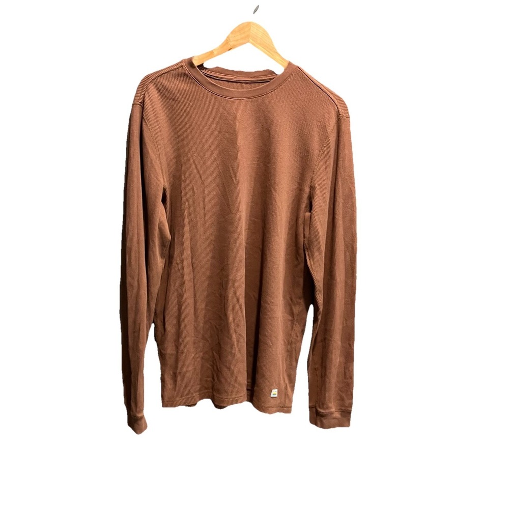 Vuori Brown Waffle Crew Long Sleeve Men's Sweater Shirt Size Large